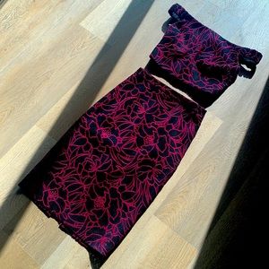 Gorgeous embroidered net cropped top and midi skirt.